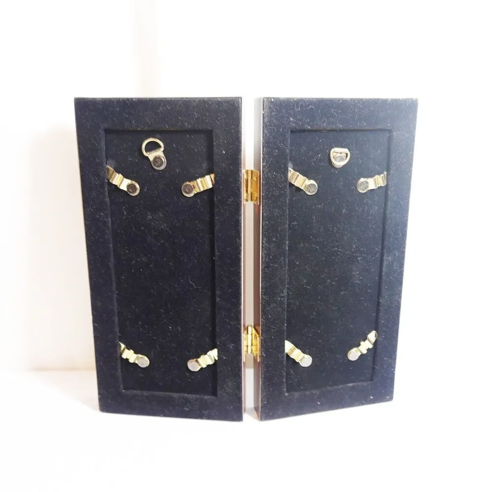 wooden Bi-Fold Hinged  Picture Frame, 4 pictures small 2 x3 photos